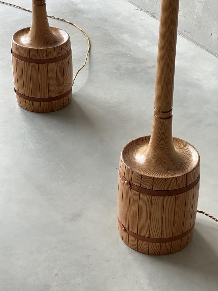 A Pair of Midcentury Pine Floor Lamps