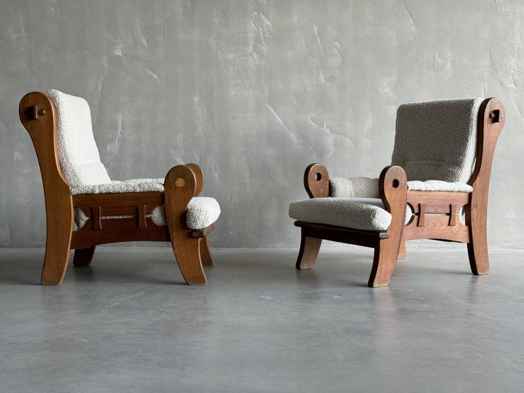 A Pair of 1960s Oak Armchairs