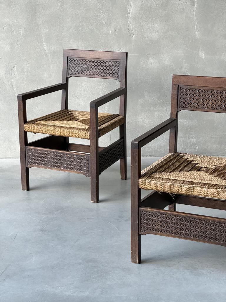 A Pair of 1950s Geometric Design Armchairs