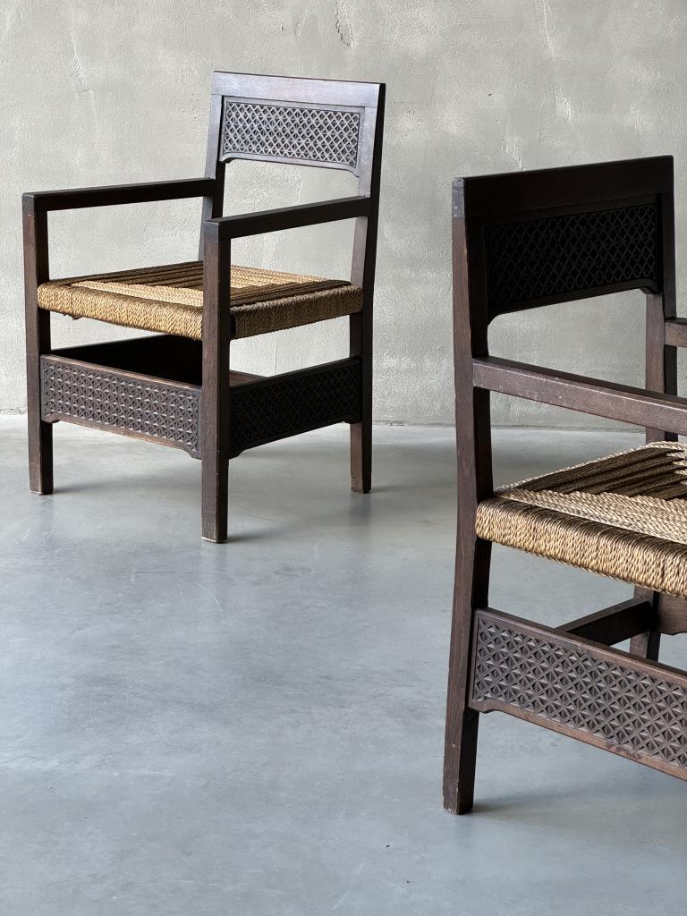 A Pair of 1950s Geometric Design Armchairs