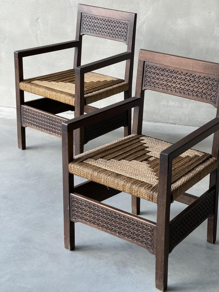 A Pair of 1950s Geometric Design Armchairs