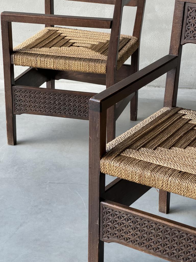 A Pair of 1950s Geometric Design Armchairs