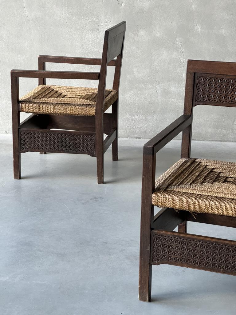 A Pair of 1950s Geometric Design Armchairs
