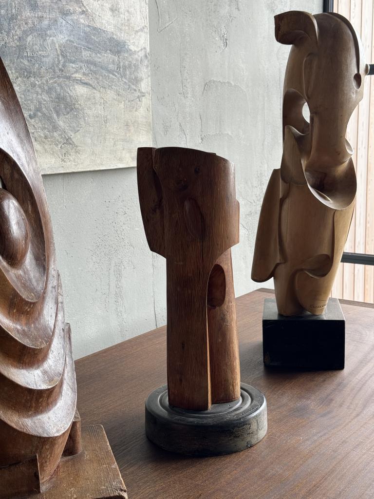 A Set of 1980s Abstract Wooden Sculptures
