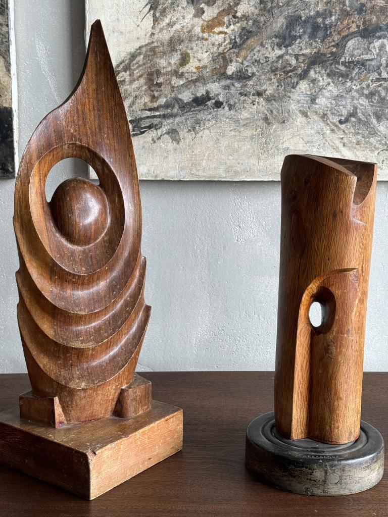 A Set of 1980s Abstract Wooden Sculptures