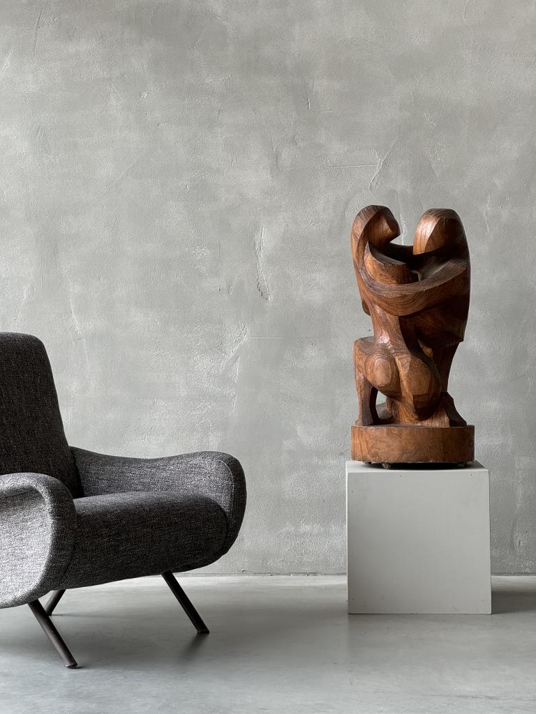 A Midcentury Abstract Wooden Sculpture