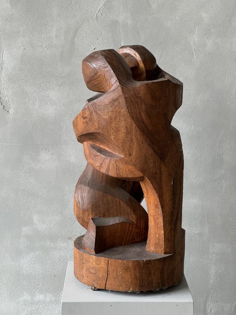 A Midcentury Abstract Wooden Sculpture