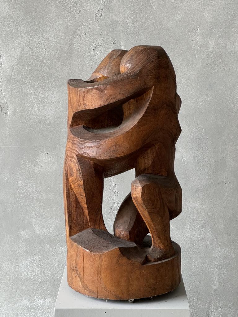 A Midcentury Abstract Wooden Sculpture