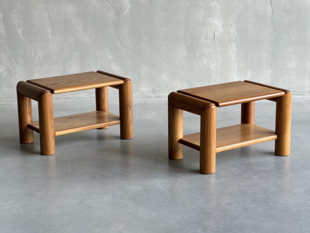 A Pair of Solid Elm Side Tables