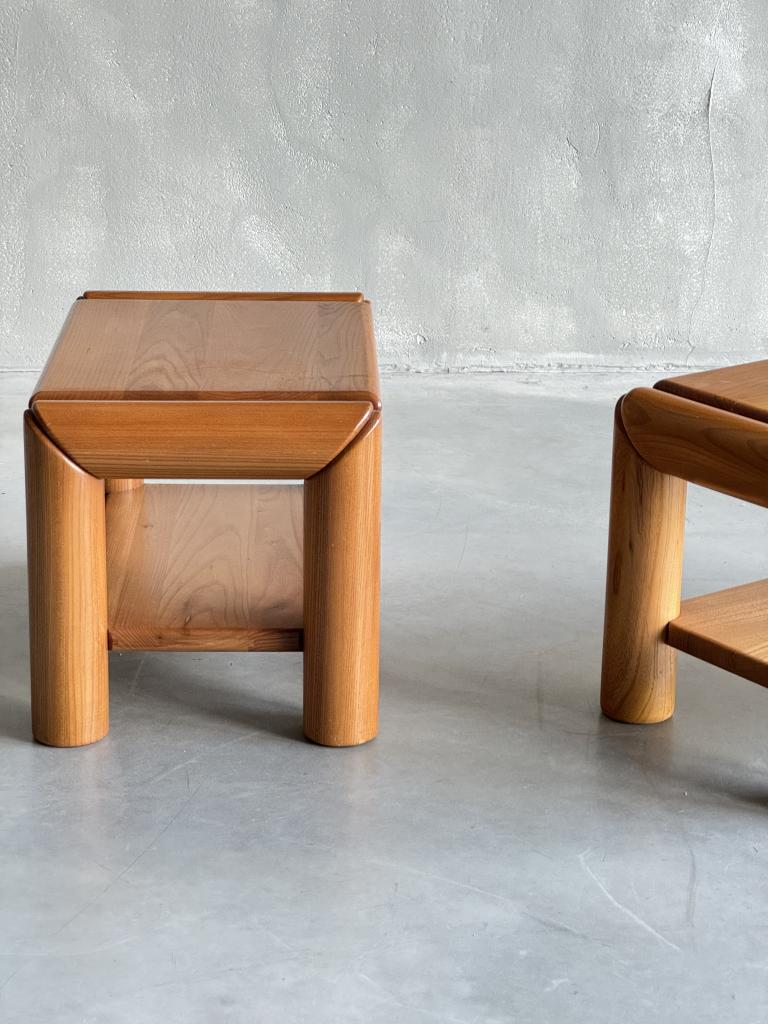 A Pair of Solid Elm Side Tables