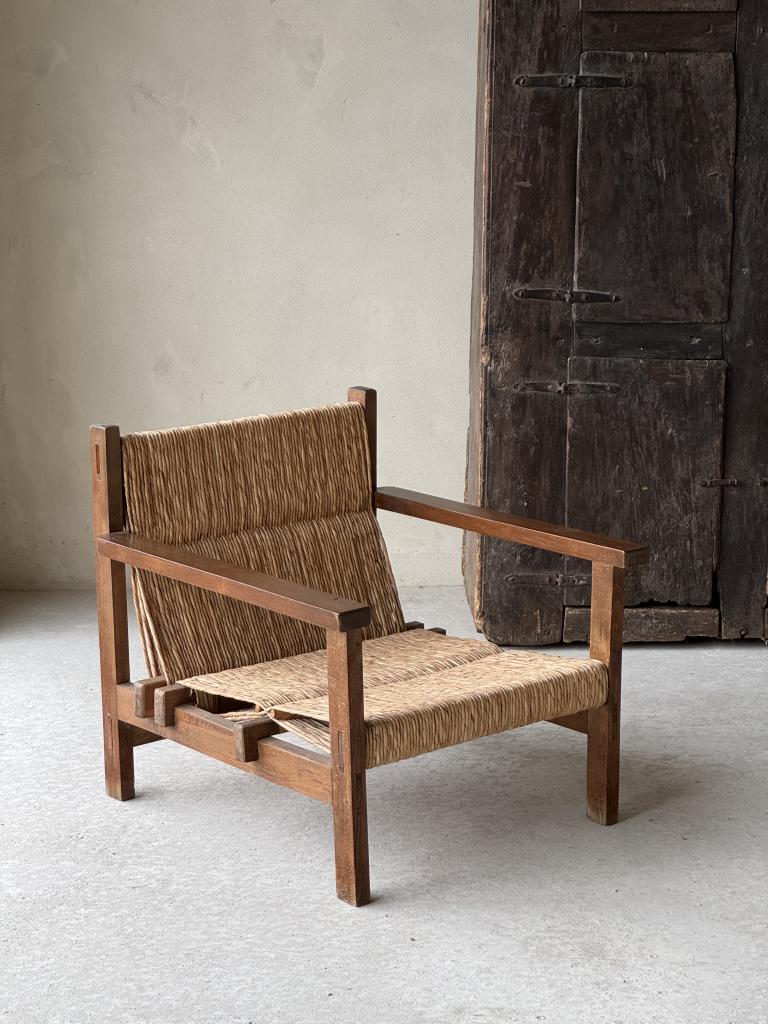A pair of Spanish Rush seat Armchairs