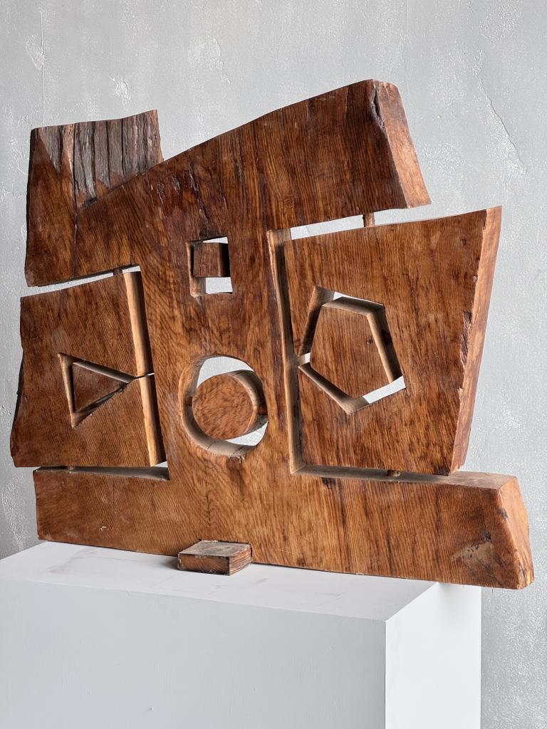 A Large Abstract Wooden Sculpture by Koke