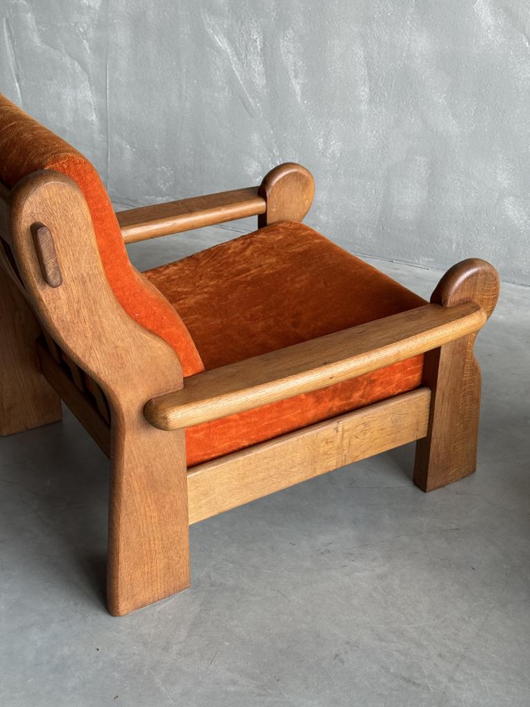 A Pair of 1960s French Oak Armchairs