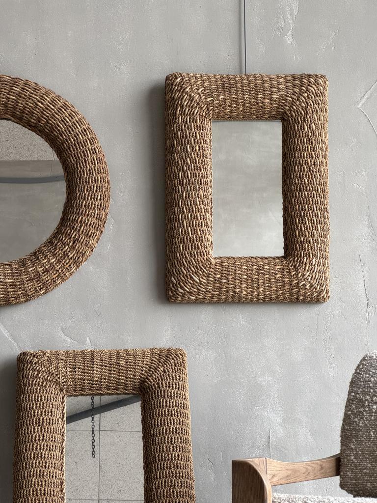 2 Rectangular Rattan Mirrors