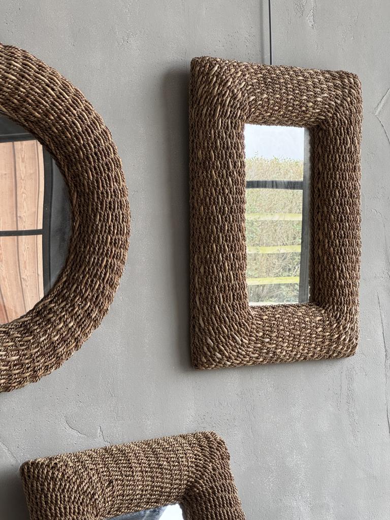 2 Rectangular Rattan Mirrors