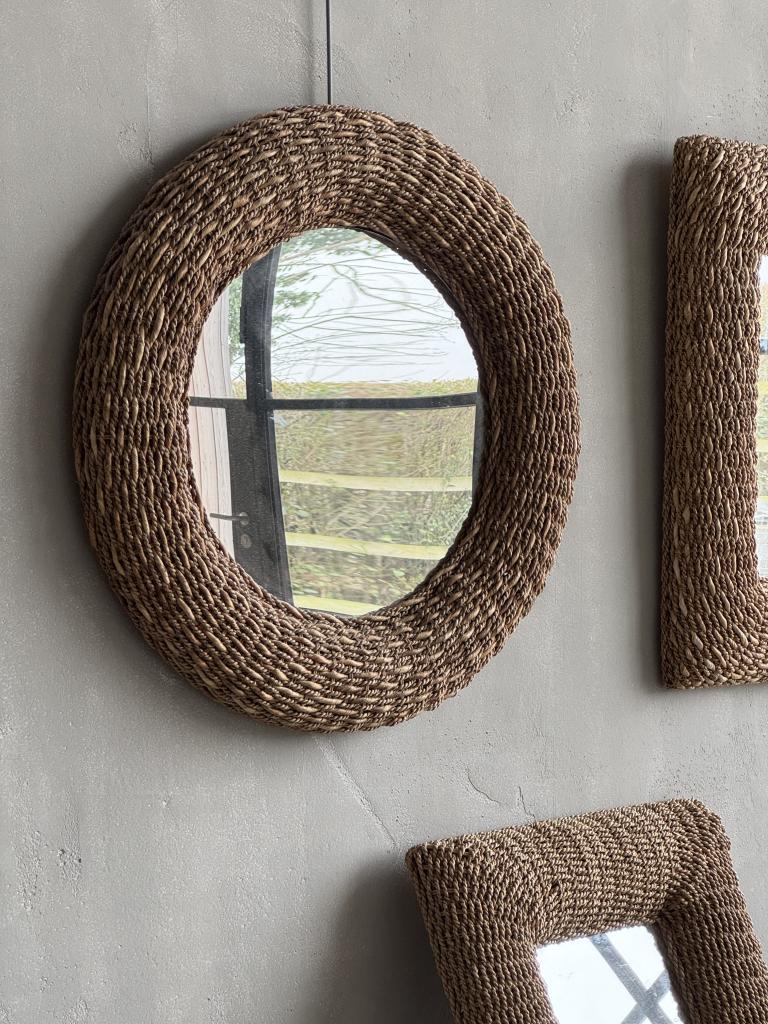2 Rectangular Rattan Mirrors