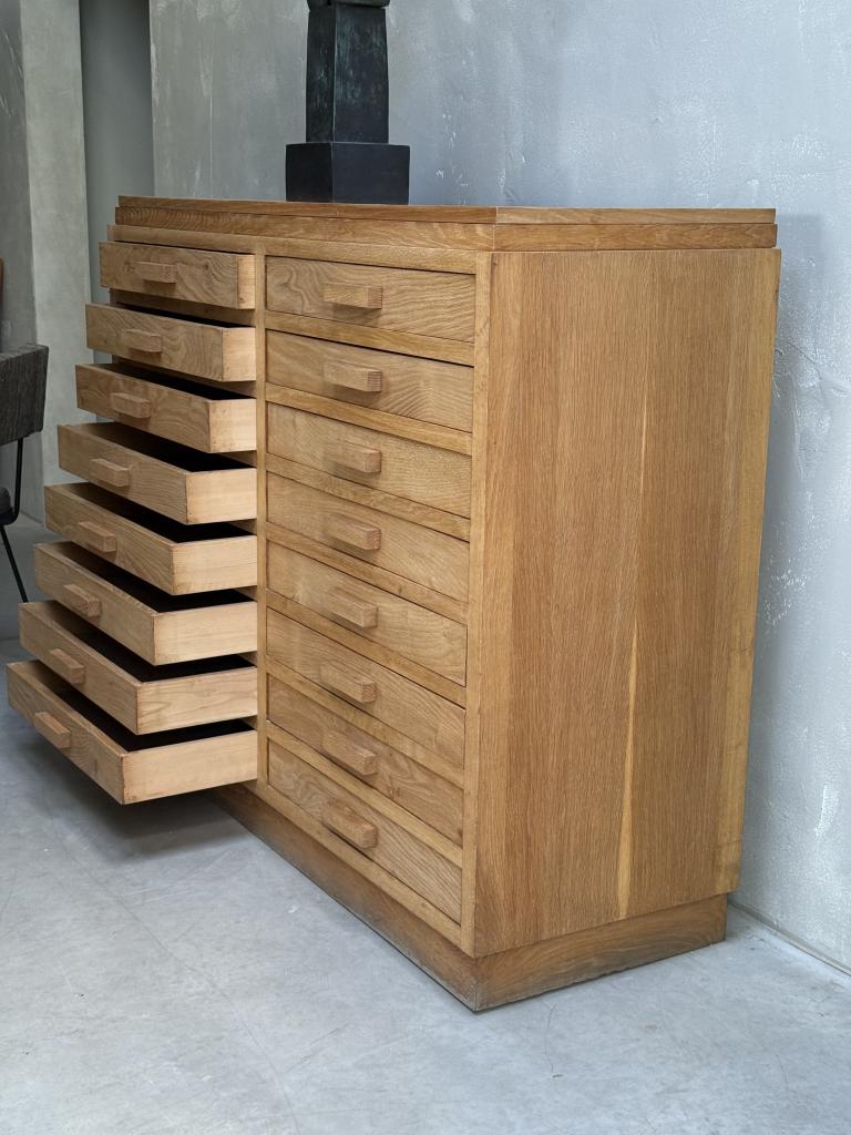 A 1930/50s French Oak Bank of Drawers