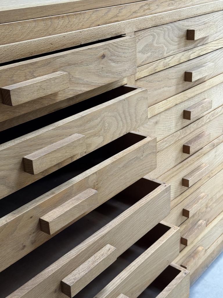 A 1930/50s French Oak Bank of Drawers