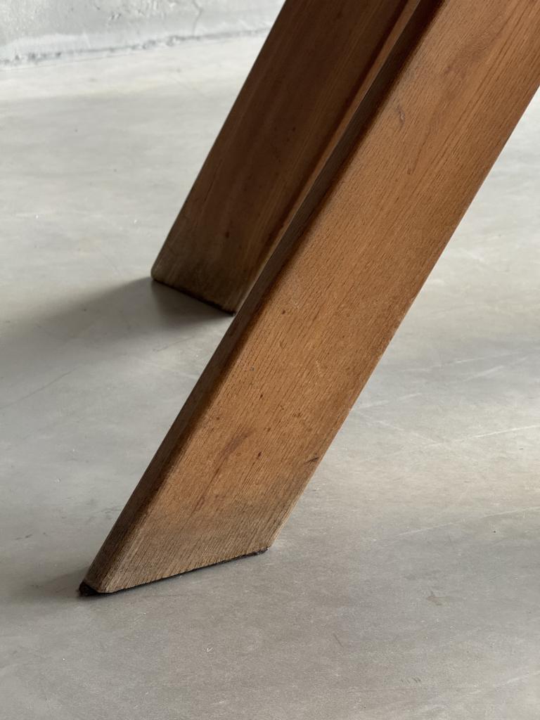 A T21B Circular Elm Table by Pierre Chapo