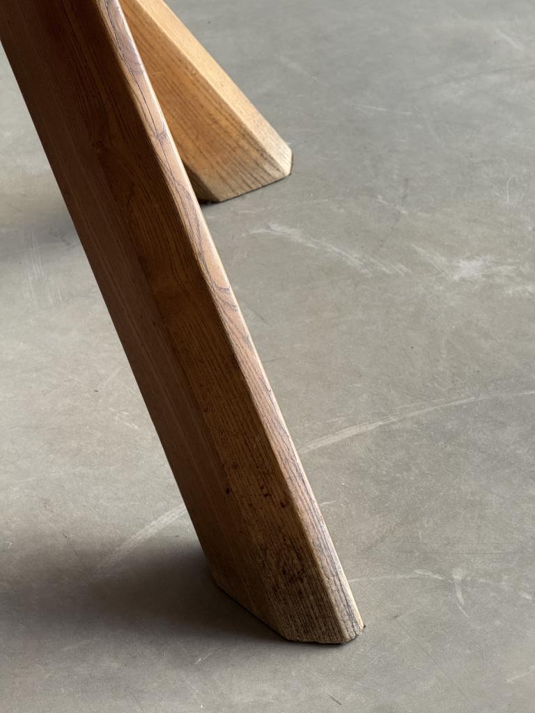 A T21B Circular Elm Table by Pierre Chapo