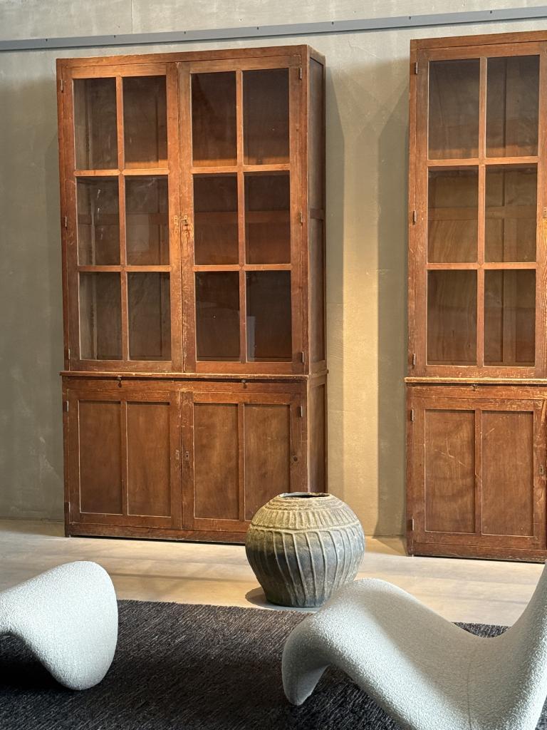 A Pair of 1940s French Pine Bookcases