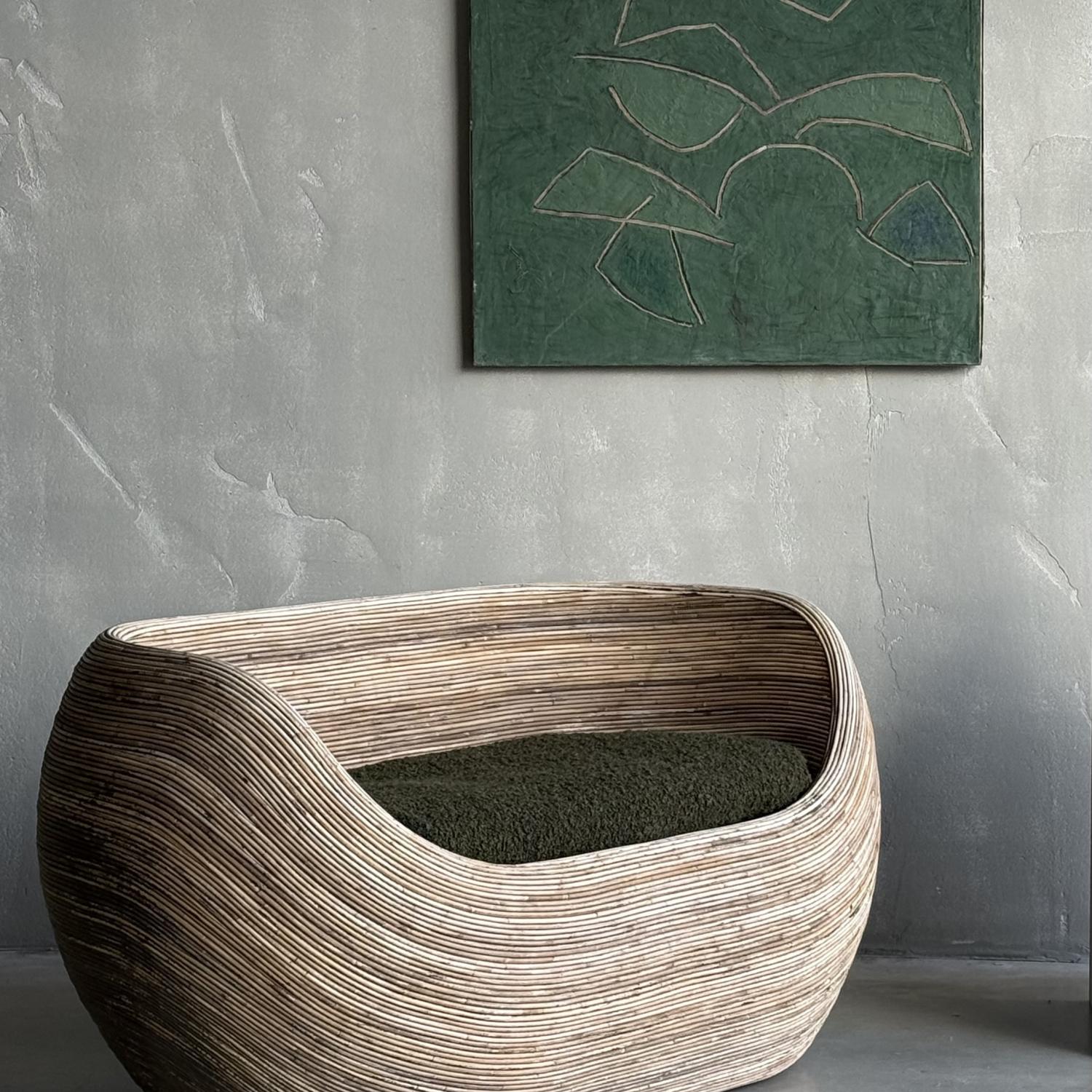 A Sculptural 1980s Rattan Sofa