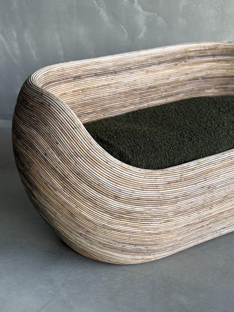 A Sculptural 1980s Rattan Sofa