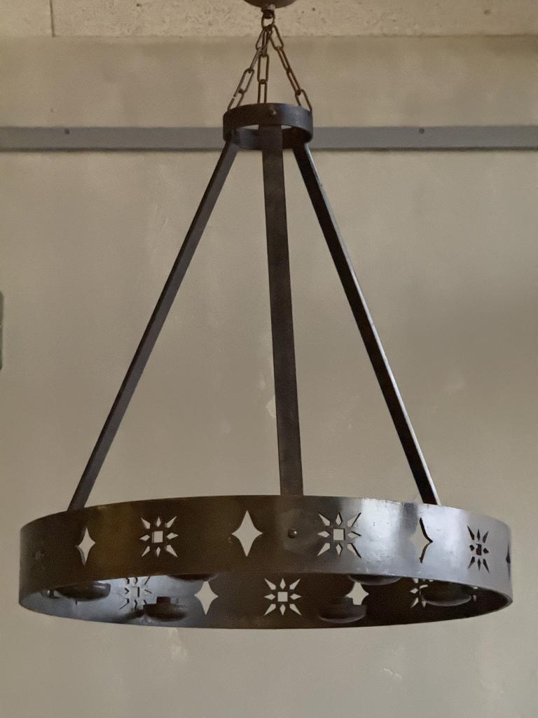 A Pair of 1960s Steel Chandeliers