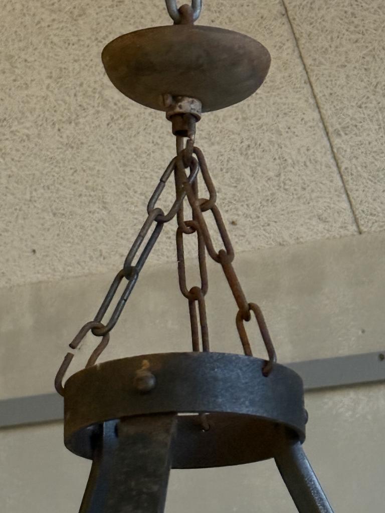 A Pair of 1960s Steel Chandeliers