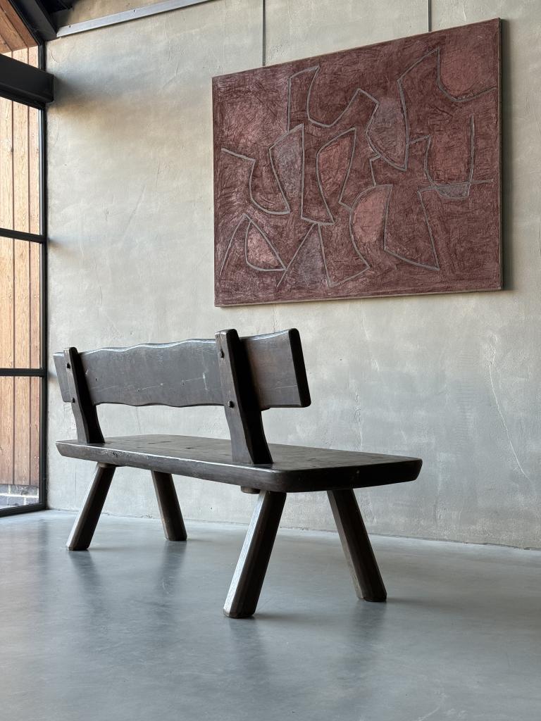 A 1960s French massive Pine Bench