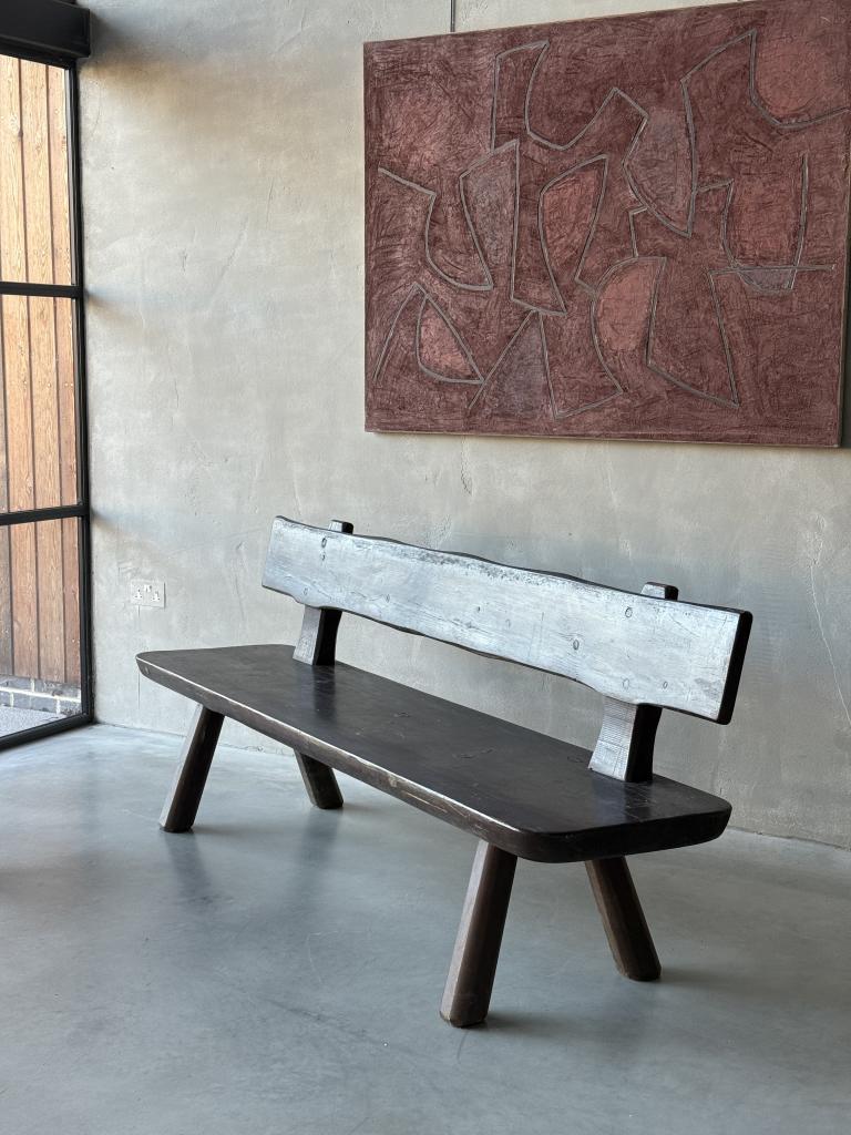 A 1960s French massive Pine Bench
