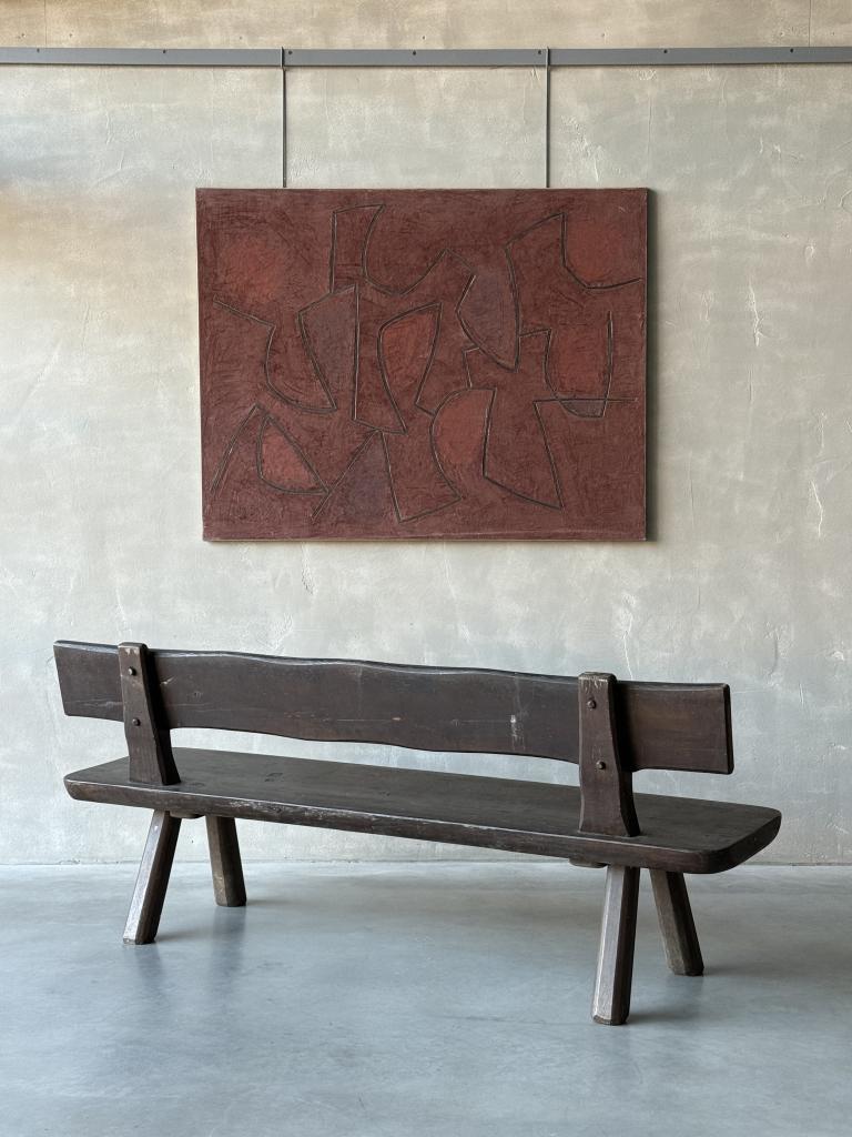 A 1960s French massive Pine Bench
