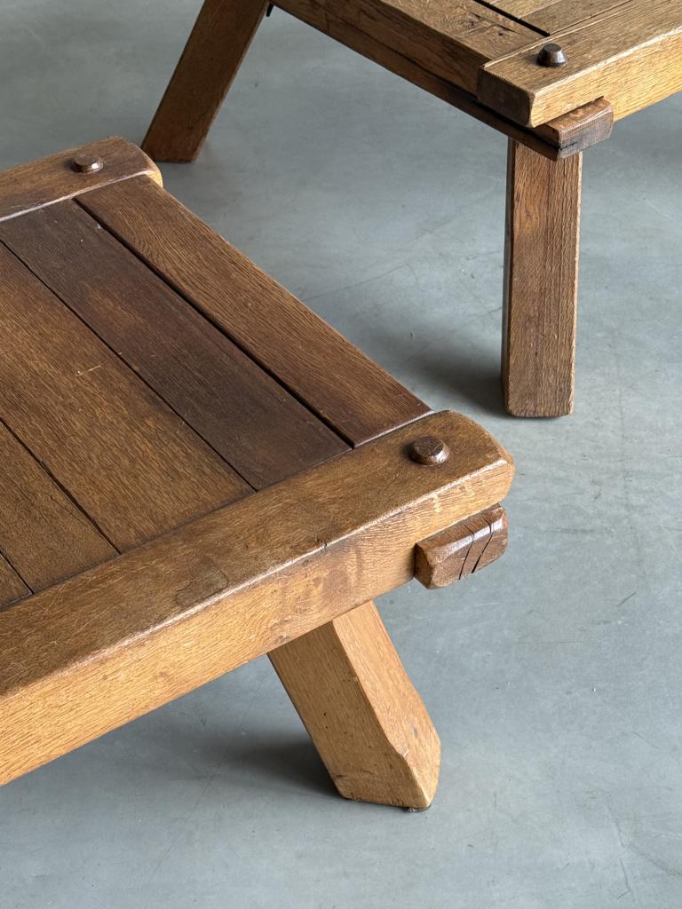 2 Brutalist Oak Coffee Tables