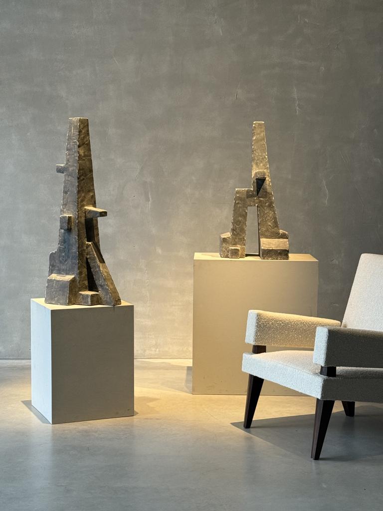 2 1970s Brutalist Concrete Sculptures