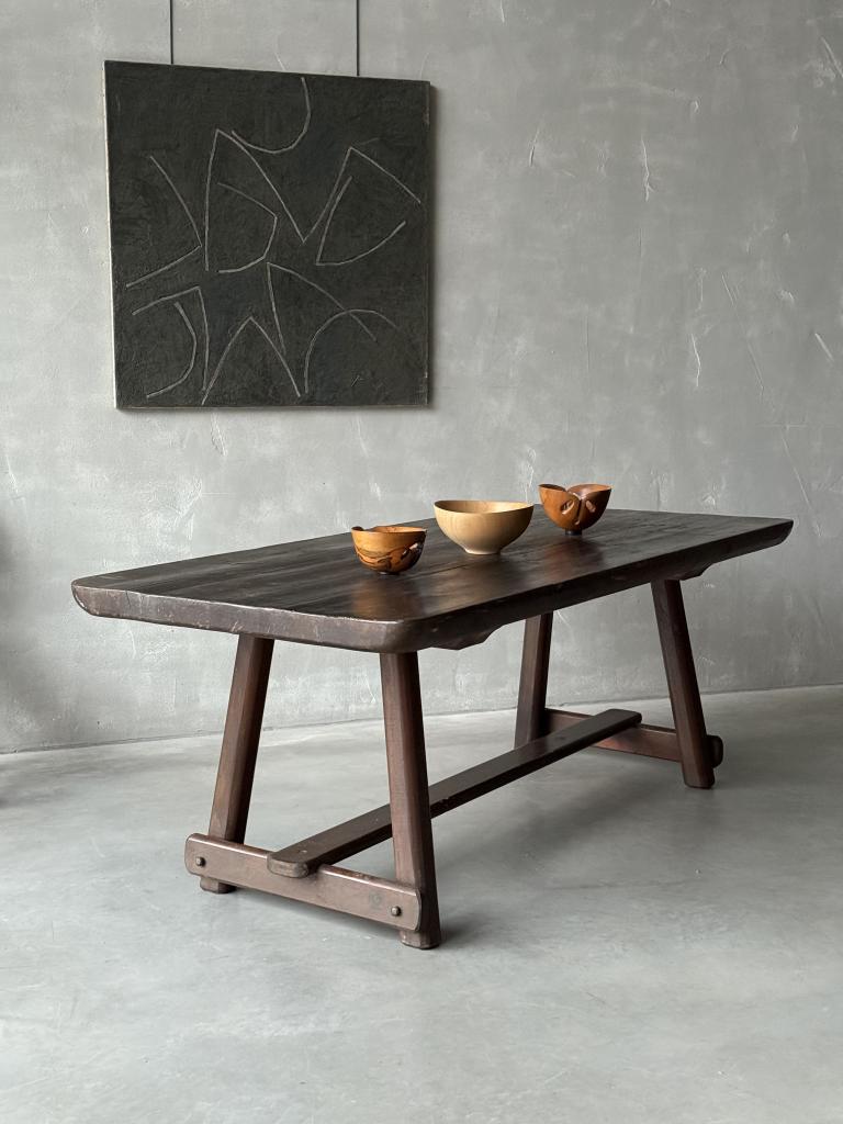 A 1970s Brutalist Pine Table