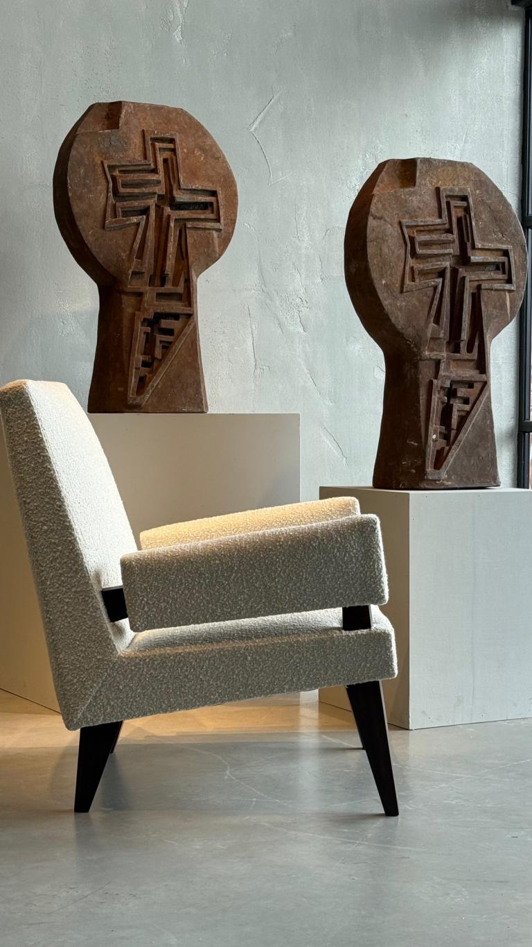 2 1960s Brutalist Iron Sculptures