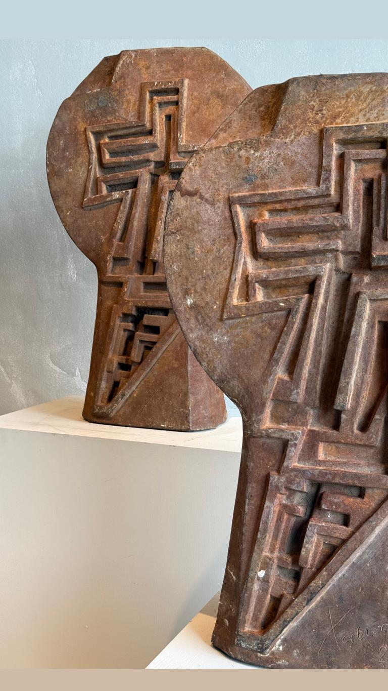 2 1960s Brutalist Iron Sculptures