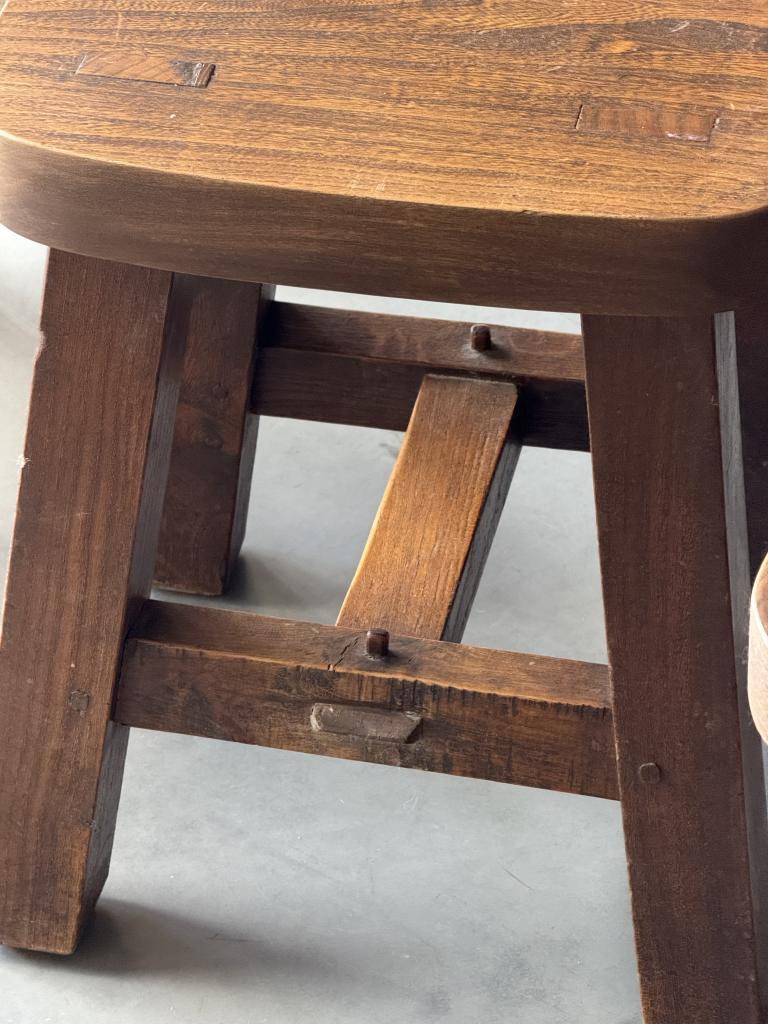 A set of 12 massive Elm Stools