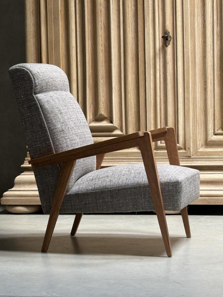 A Pair of 1950s French Oak Armchairs