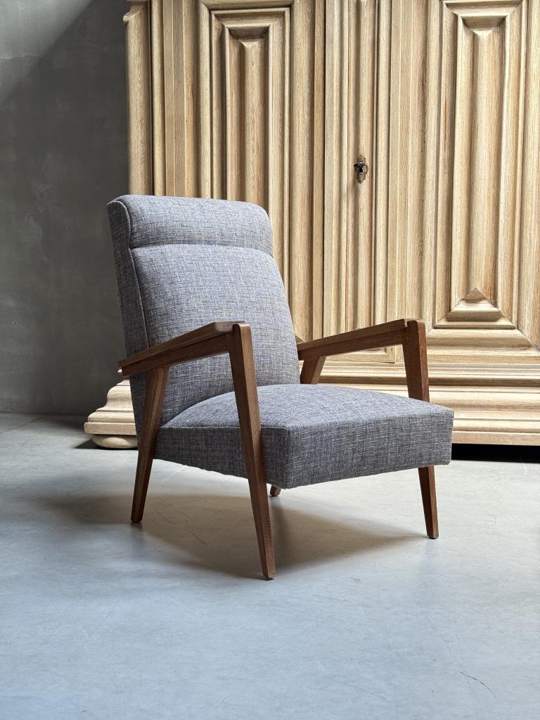 A Pair of 1950s French Oak Armchairs