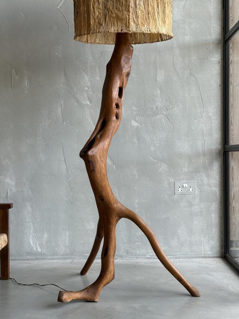 A 1960s Olive Wood Floor Lamp