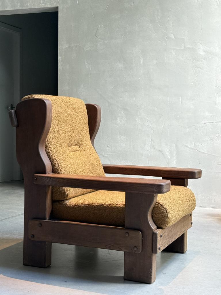 Monumental 1970s Oak Armchairs