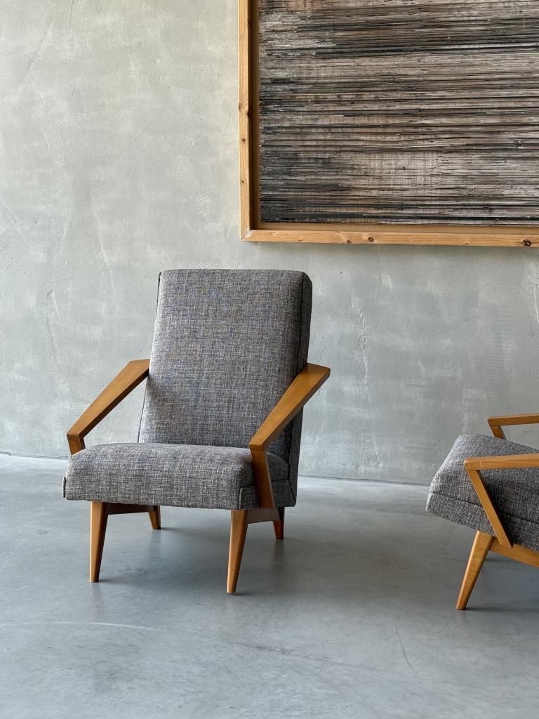 An Unusual Pair of 1950s French Armchairs