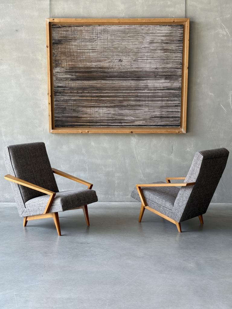 An Unusual Pair of 1950s French Armchairs