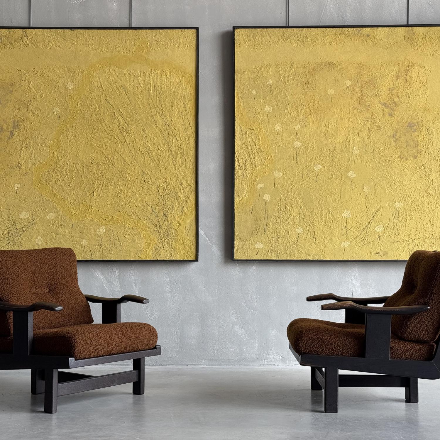 A pair of 1960s French Oak Armchairs