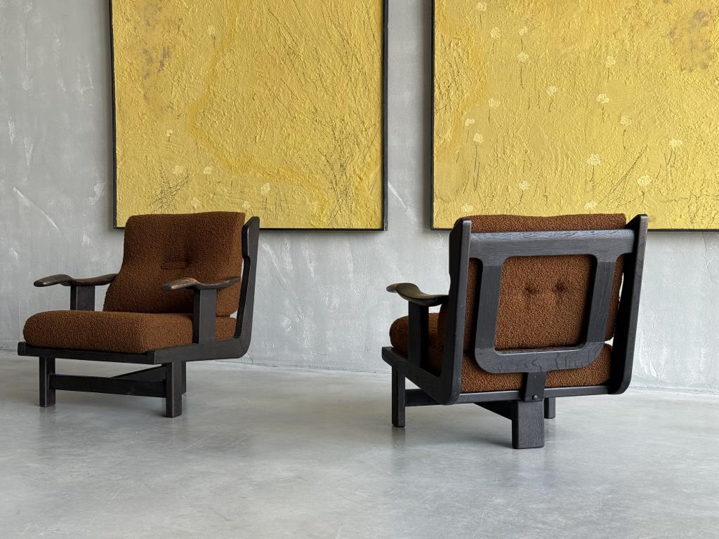 A pair of 1960s French Oak Armchairs