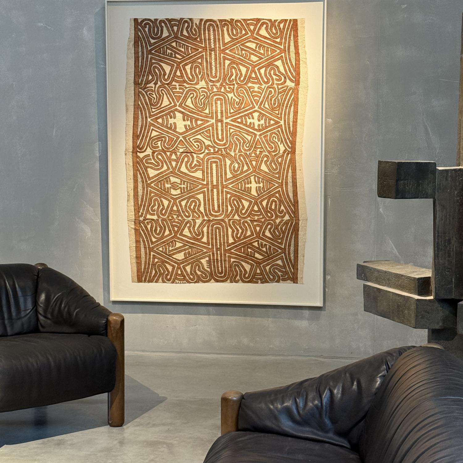 A Vintage mounted Tapa Cloth #1